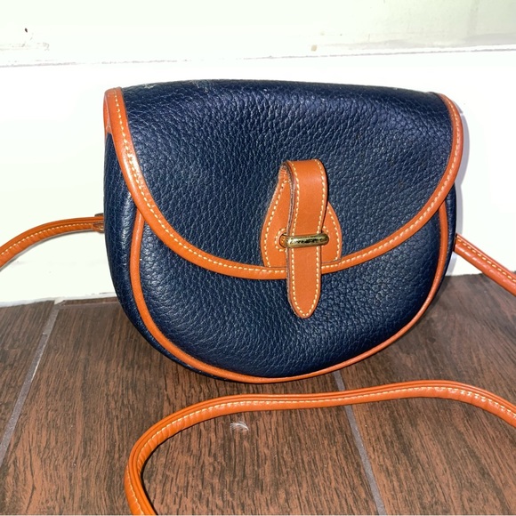 *RARE*VTG Dooney and Bourke Mini Pebble Leather Flap Blue Crossbody Y2K… - Picture 3 of 13
